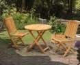 Suffolk Teak Round Folding Table 0.8m and 2 Rimini Side Chairs Set