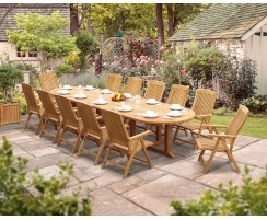 12 Seater Garden Set with Hilgrove Oval 4m Table & Bali Recliner Chairs