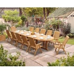 12 Seater Garden Set with Hilgrove Oval 4m Table & Bali Recliner Chairs