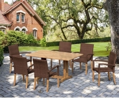 Belgrave 6 Seater Pedestal Table 1.5m and St. Tropez Rattan Stacking Chairs