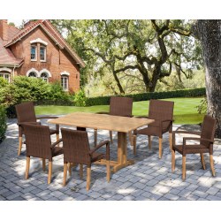 Belgrave 6 Seater Pedestal Table 1.5m and St. Tropez Rattan Stacking Chairs
