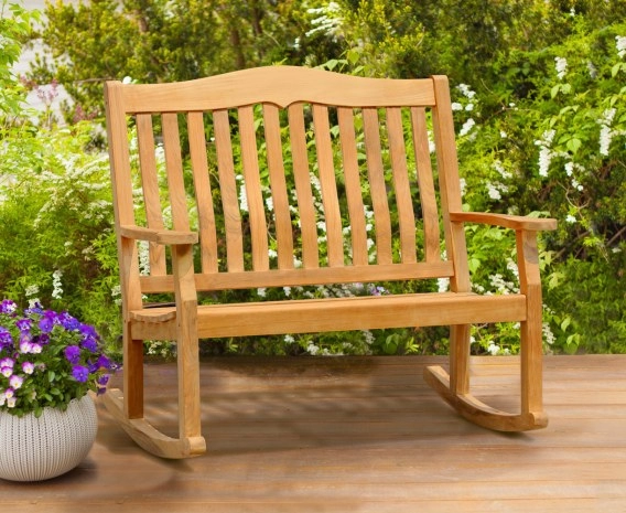 Rose Garden Teak Rocking Bench – 1.2m, 2 Seater