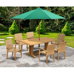 Cadogan Pedestal Table 1.8m and 6 St. Tropez Stacking Chairs