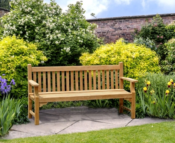 Taverners Teak Traditional 6ft Garden Bench – 1.8m