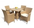 Riviera Rattan Patio Dining Set with Square 0.8m Table & 4 Armchairs