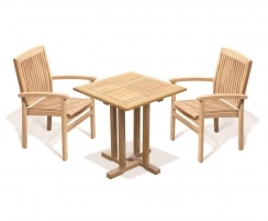 Canfield Square 0.7m Table with 2 Bali Stacking Chairs Set