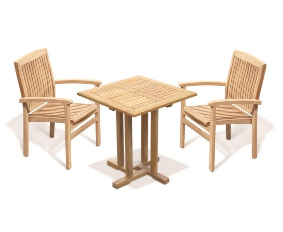 Canfield Square 0.7m Table with 2 Bali Stacking Chairs Set