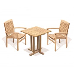 Canfield Square 0.7m Table with 2 Bali Stacking Chairs Set