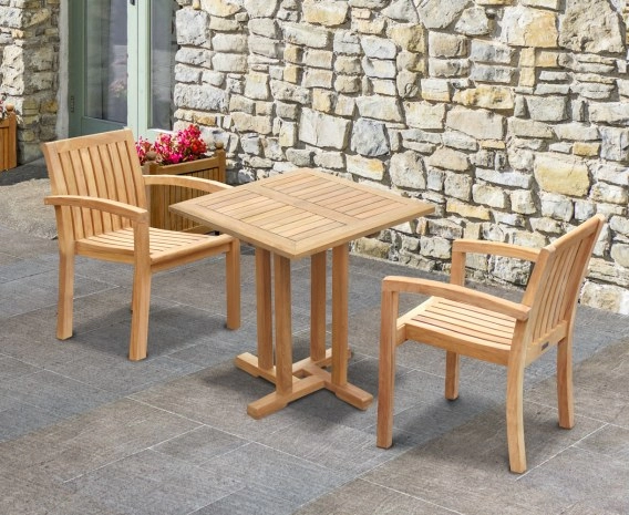 Canfield Square 0.7m Table with 2 Monaco Stacking Chairs Set