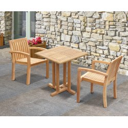 Canfield Square 0.7m Table with 2 Monaco Stacking Chairs Set