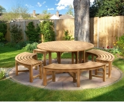 Canfield Teak Garden Table 1.5m and Backless Dining Benches Set