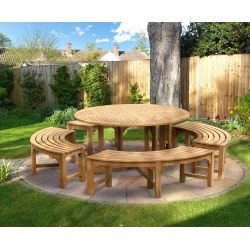 Canfield Teak Garden Table 1.5m and Backless Dining Benches Set