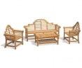 Lutyens-Style Teak 1.95m Bench, Armchairs & Coffee Table Outdoor Set