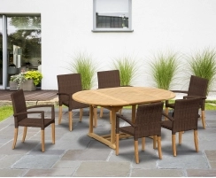 Brompton Extending 1.2 - 1.8m Table & 6 St. Tropez Stacking Chairs