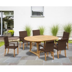 Brompton Extending 1.2 - 1.8m Table &amp; 6 St. Tropez Stacking Chairs