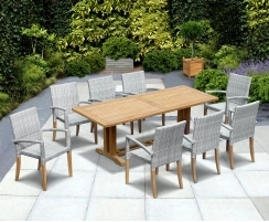 Cadogan Rectangular Table 2.25m & 8 St. Tropez Rattan Stacking Chairs