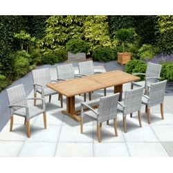 Cadogan Rectangular Table 2.25m & 8 St. Tropez Rattan Stacking Chairs