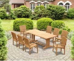 Cadogan Garden Pedestal Table 2.25m & 8 Bali Stacking Chairs