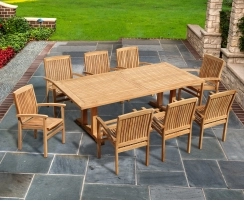 Cadogan 8 Seater Teak Pedestal Table 2.25m & Bali Stacking Chairs