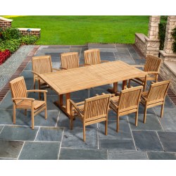 Cadogan 8 Seater Teak Pedestal Table 2.25m & Bali Stacking Chairs