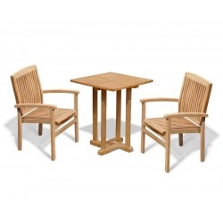 Canfield Square 0.6m Table with 2 Bali Stacking Chairs Set