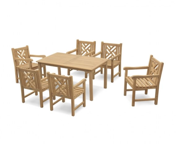 Sandringham 6 Seater Rectangular Dining Table 1.5m & Princeton Armchairs