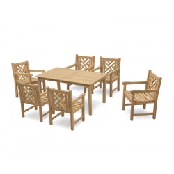 Sandringham 6 Seater Rectangular Dining Table 1.5m & Princeton Armchairs