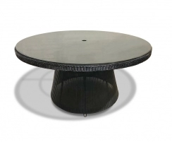 Lotus 1.5m Loom Weave Outdoor Glass-top Table, Black - New: End of line
