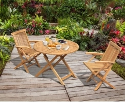 Chester 2 Seater Teak Folding Dining Set with Low Back Armchairs