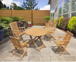 Chester 4 Seater Teak Folding Garden Set with Low Back Armchairs