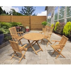 Chester 4 Seater Teak Folding Garden Set with Low Back Armchairs