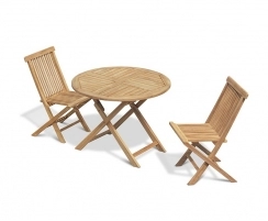 Chester 2 Seater Teak Folding Dining Set with Low Back Side Chairs