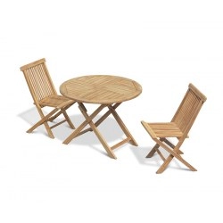 Chester 2 Seater Teak Folding Dining Set with Low Back Side Chairs