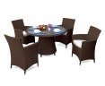 Eclipse Round Glass-Top 1.2m Table & 4 Riviera Armchairs, Rattan Set