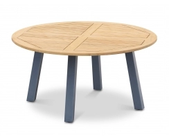 Disk Round Teak Garden Table with Steel Legs - 1.5m