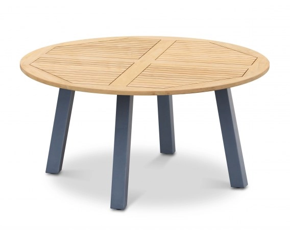 Disk Round Teak Garden Table with Steel Legs - 1.5m