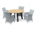 Disk Teak and Metal Outdoor Dining Set