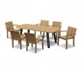 Disk Teak and Aluminium Oval Table 2.2m & 6 Monaco Stacking Armchairs