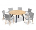 Disk Teak and Steel Round Table 1.5m & 6 St. Tropez Stacking Chairs
