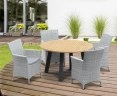 Disk Teak and Steel Round Table 1.3m & 4 Riviera Armchairs