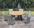 Disk Teak and Steel Round Table 1.5m & 6 Riviera Armchairs