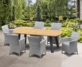 Disk Teak and Steel Oval Table 2.2m & 6 Riviera Armchairs