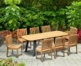 Disk Teak and Steel Oval Table 2.2m & 8 Hilgrove Armchairs