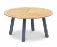 Disk Teak and Steel Round Table 1.5m & 4 Bali Stacking Chairs