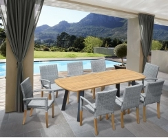 Disk Teak and Steel Oval Table 2.2m & 8 St. Tropez Armchairs