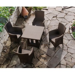 Riviera Rattan Patio Dining Set with Square 0.8m Table &amp; 4 Armchairs