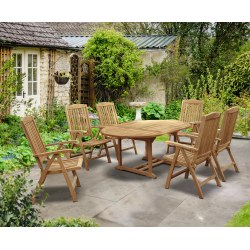 Brompton Extending 1.2 - 1.8m Table & 6 Cheltenham Recliner Chairs