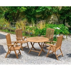 Suffolk Round 1.2m Table & 4 Cheltenham Reclining Chairs