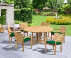 Berrington Drop Leaf Garden Table 1.5m and 6 Monaco Stacking Chairs