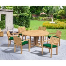 Berrington Drop Leaf Garden Table 1.5m and 6 Monaco Stacking Chairs